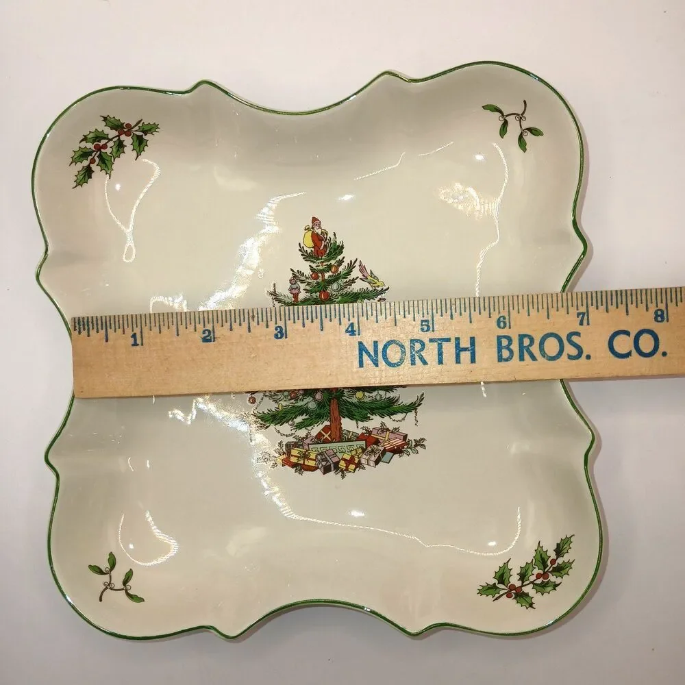 Spode Christmas Tree Devonia Tray 8 inches Square Candy Trinket Dish New in Box